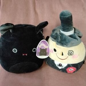 Squishmallows Black Cat and Gray Snowman Plush Duo/ Set Of 2